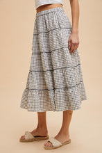 Off White Embroidered Tartan Elastic Midi Skirt