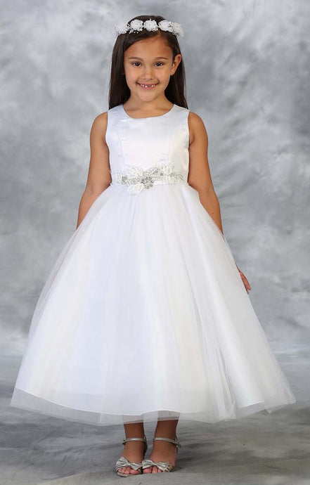 White Satin Tulle Princess Party Dress