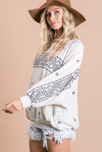 Ivory Multi Printed French Terry Bat wing Sleeves Top