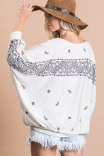 Ivory Multi Printed French Terry Bat wing Sleeves Top