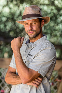 Brown Palm Leaf Panama Style Outdoor Hat