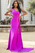 Fuchsia Asymmetric Stretchy Evening Gown