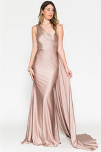 Dusty Rose Asymmetric Stretchy Evening Gown