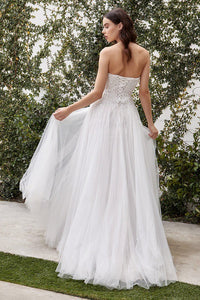 French White One Shoulder Sequin Wedding Dress