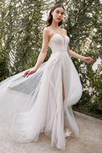 French White One Shoulder Sequin Wedding Dress