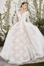 Off White Nude Lace Embroidered Tulle Wedding Dress