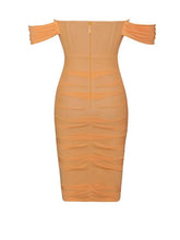 Weslee Orange Off Shoulder Mesh Corset Dress