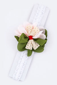 Green Mix Lace Flower Kids Size Stretch Headband