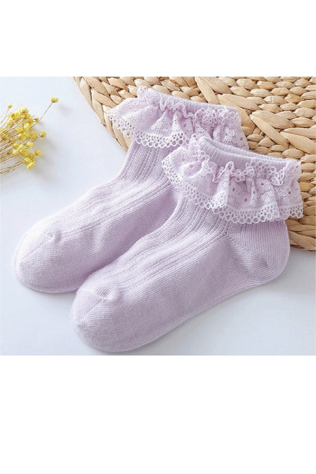 Light Purple Girls Mesh Lace Socks