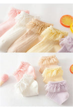 Beige Girls Mesh Lace Socks