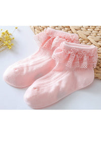 Pink Girls Mesh Lace Socks
