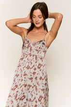 Olive Brown Animal Print Spaghetti Strap Tie Back Jumpsuit