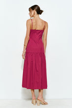 Berry Square Neck Tiered Sleeveless Midi Dress