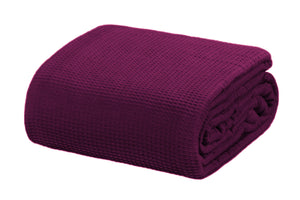 Plum Cotton Thermal Waffle Blanket King Size