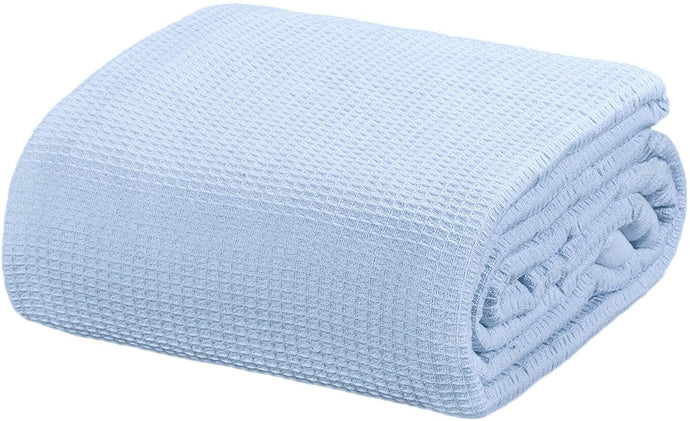 Cashmere Blue Cotton Thermal Waffle Blanket King Size