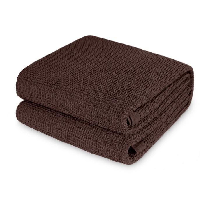 Cappuccino Brown Cotton Thermal Waffle Blanket King Size