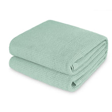 Light Green Cotton Thermal Waffle Blanket King Size