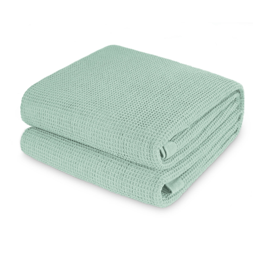 Light Green Cotton Thermal Waffle Blanket King Size