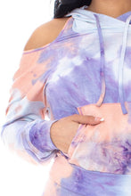 Lavender/Peach Tie Diy Cut Out Detail Sweatershirt Pullover Set