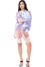 Lavender/Peach Tie Diy Cut Out Detail Sweatershirt Pullover Set