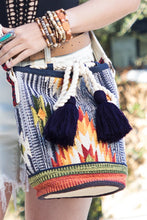 Denim Handwoven Nouveau Bucket Bag