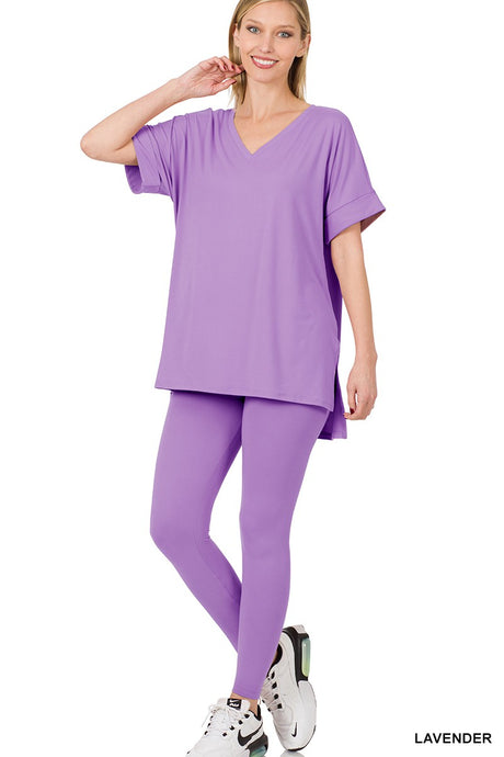 Lavender Brushed Dty Microfiber Loungewear Set
