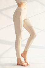 Seashell Plus Size Nylon Rib Yoga Leggings With Side Pocket