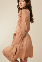 Dusty Rose Tie Neck Ruffle Button down Chiffon Dress
