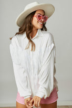 Off White Sequin Fringe Satin Shirt