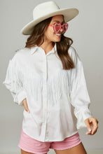 Off White Sequin Fringe Satin Shirt
