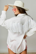 Off White Sequin Fringe Satin Shirt