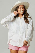 Off White Sequin Fringe Satin Shirt