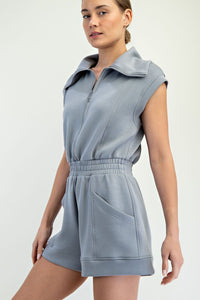 Rhino Grey Modal Scuba Luxe Sleeveless Romper
