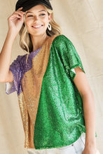 Purple/Mustard Sequins Color Blocking With Inside Lining