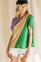 Purple/Mustard Sequins Color Blocking With Inside Lining