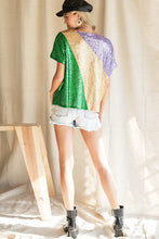 Purple/Mustard Sequins Color Blocking With Inside Lining