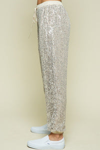 Champagne Sequin Jogger Pants