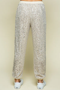 Champagne Sequin Jogger Pants