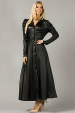 Black Faux Leather Duster Long sleeves Jacket Dress Top