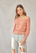 Dusty Coral Off Shoulder Eyelet Top
