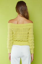 Lime Yellow Off Shoulder Eyelet Top