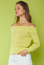 Lime Yellow Off Shoulder Eyelet Top