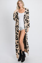 Animal Print Long Line Cardigan