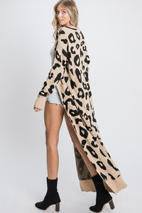 Animal Print Long Line Cardigan