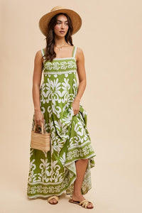 Palm Resort Border Print Maxi Dress