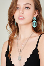 Sbtq Western Oval Turquoise Drop Earrings