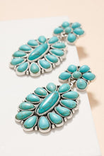 Sbtq Western Oval Turquoise Drop Earrings
