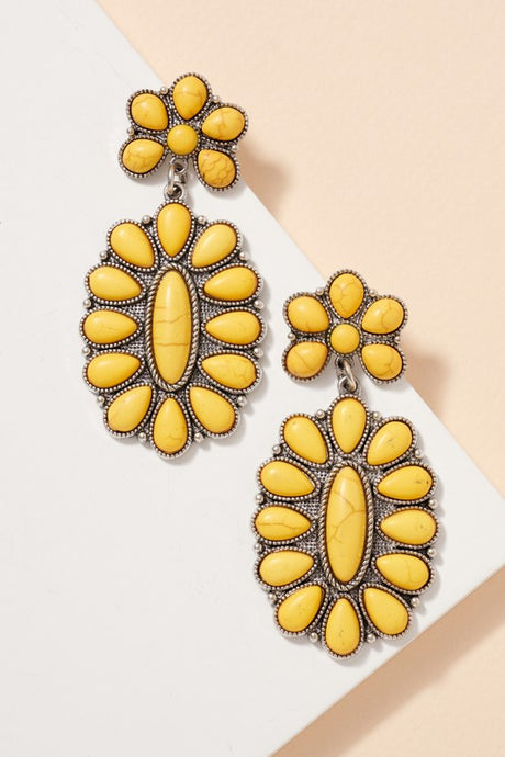 Sbyel Western Oval Turquoise Drop Earrings