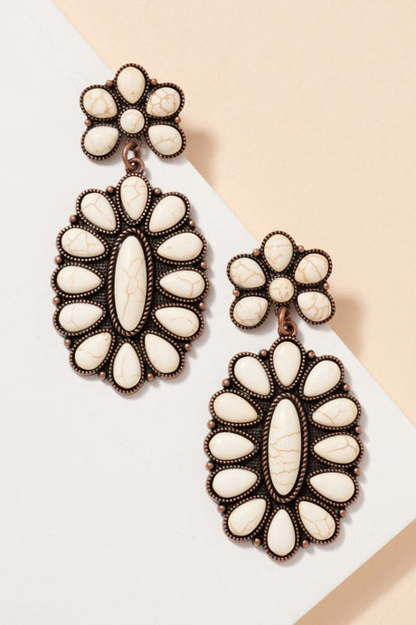 Cbwt Western Oval Turquoise Drop Earrings