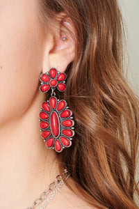 Sbco Western Oval Turquoise Drop Earrings